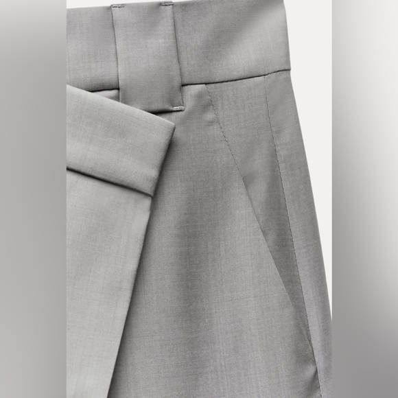 ZW COLLECTION ASYMMETRIC WAIST WOOL PANTS - Picture 4 of 11